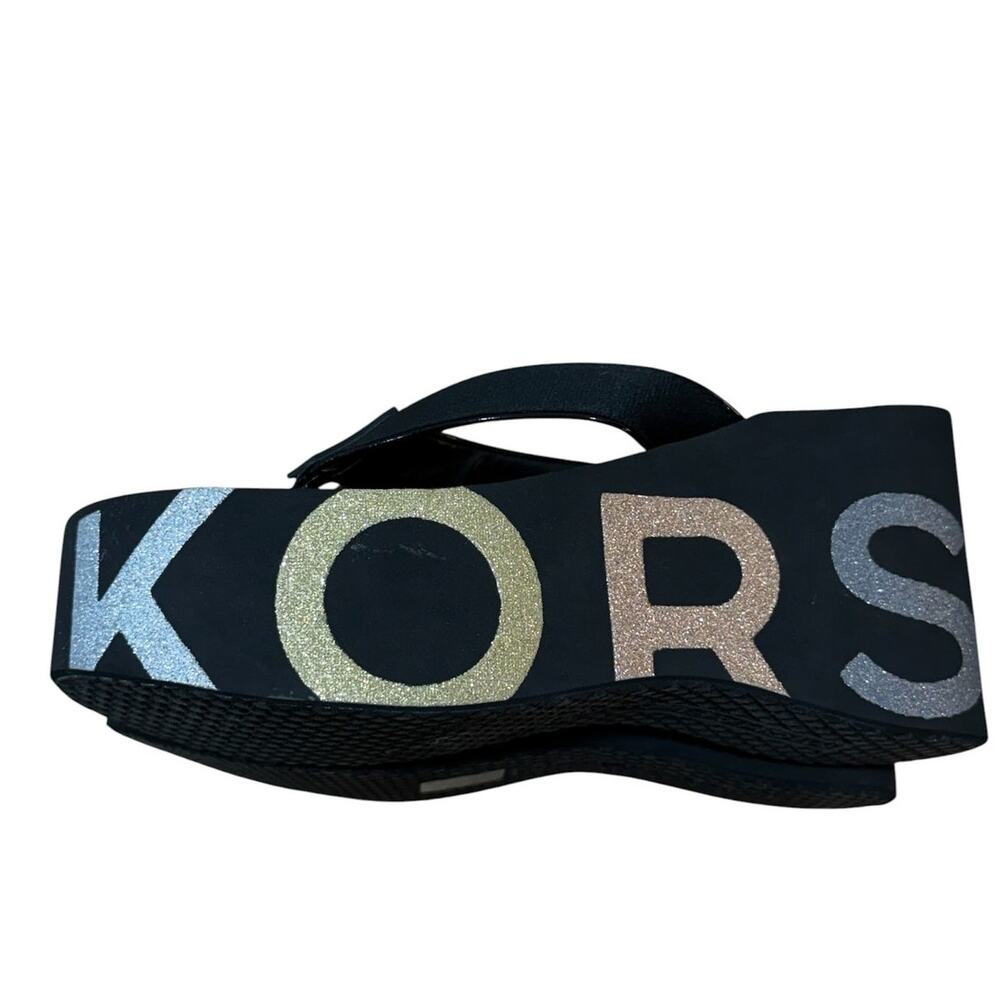 Michael Kors Benny Platform Flip Flops MK Logo Sandals Size 8 Y2K Vibes - Picture 6 of 7